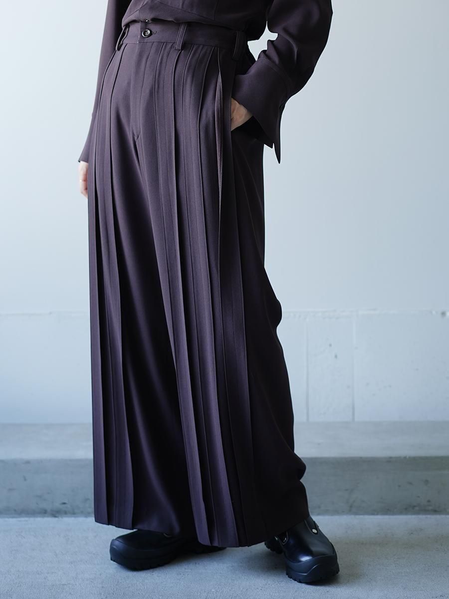 UJOH Acetate Back Satin Georgette Braid Tape Wide Pants