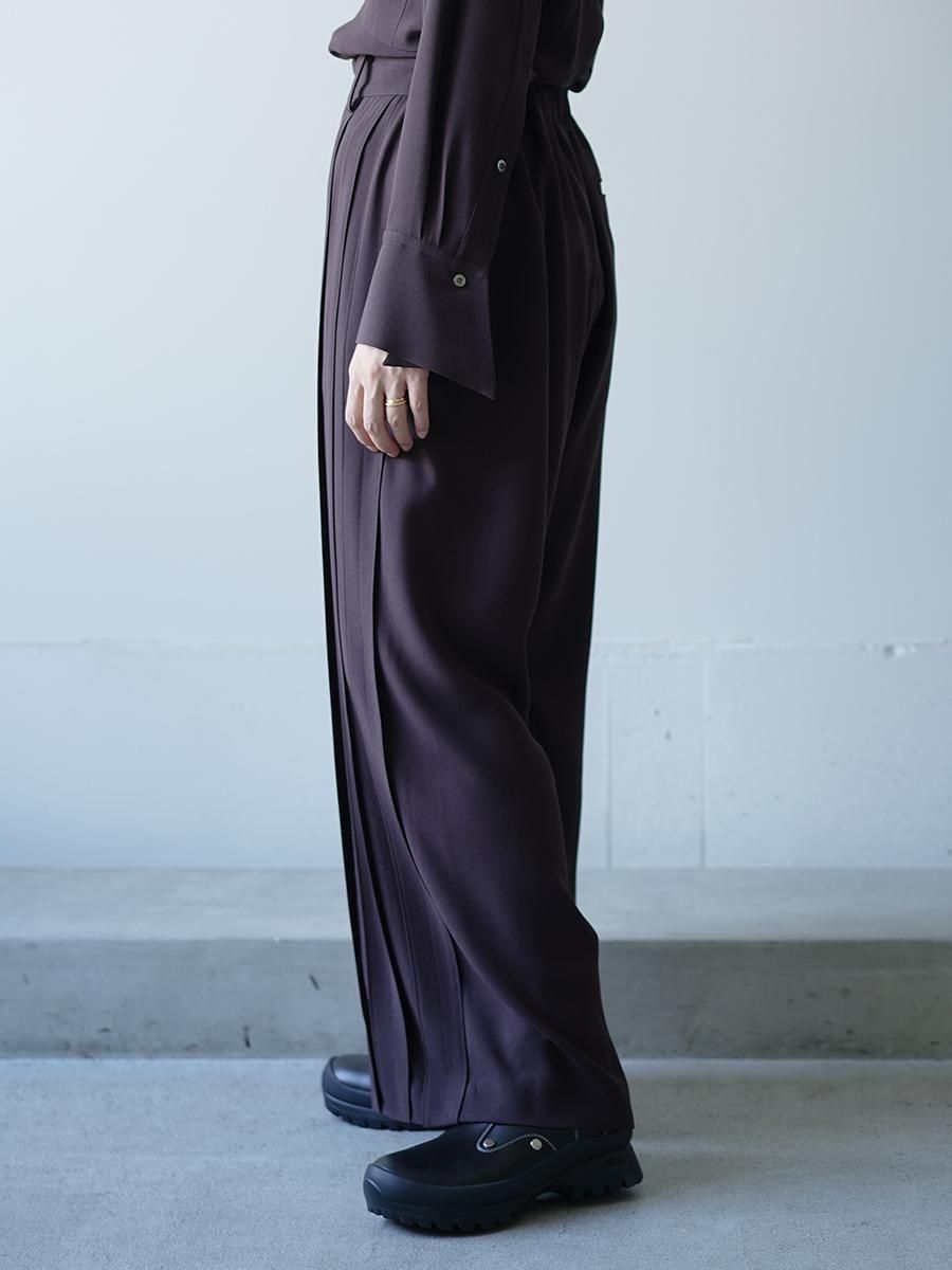 UJOH Acetate Back Satin Georgette Braid Tape Wide Pants