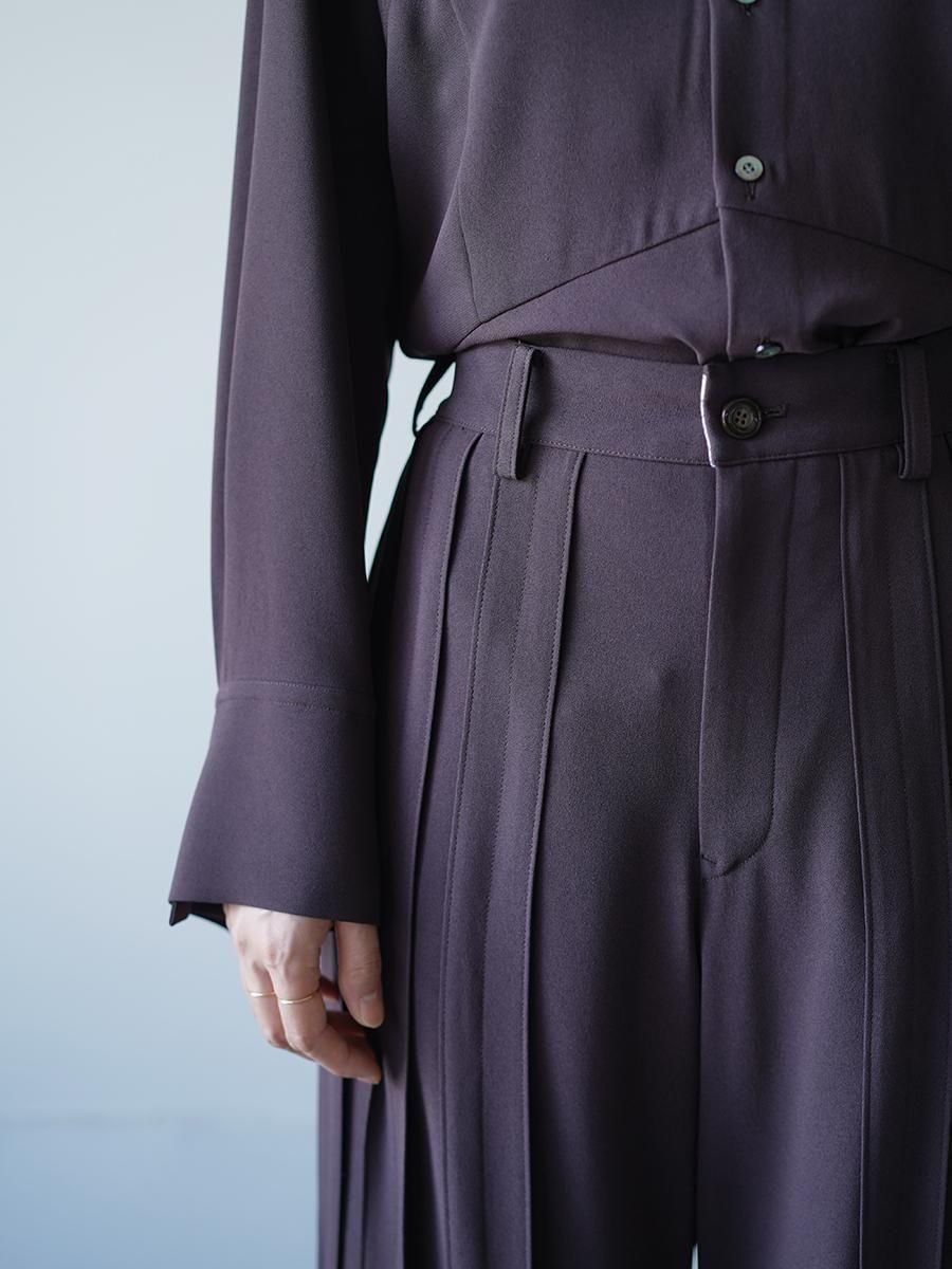 UJOH Acetate Back Satin Georgette Braid Tape Wide Pants