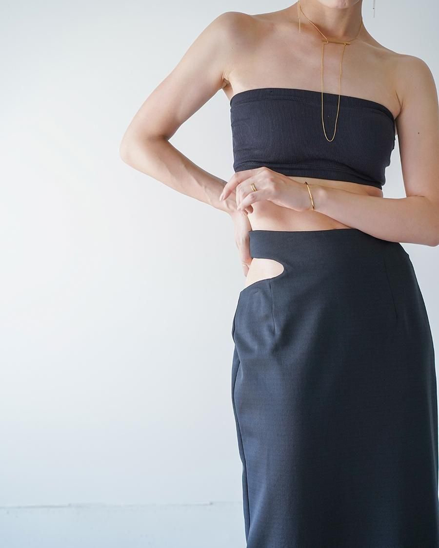 マメクロゴウチ Asymmetric Knitted Volume Skirt mame Asymmetric