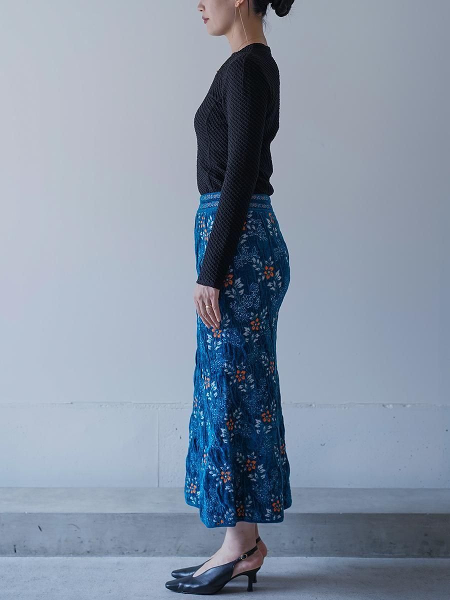 mame mame kurogouchi ダメージ加工　スカート Mame Kurogouchi(マメ) Cording Embroidered Nep-Cotton Skirt