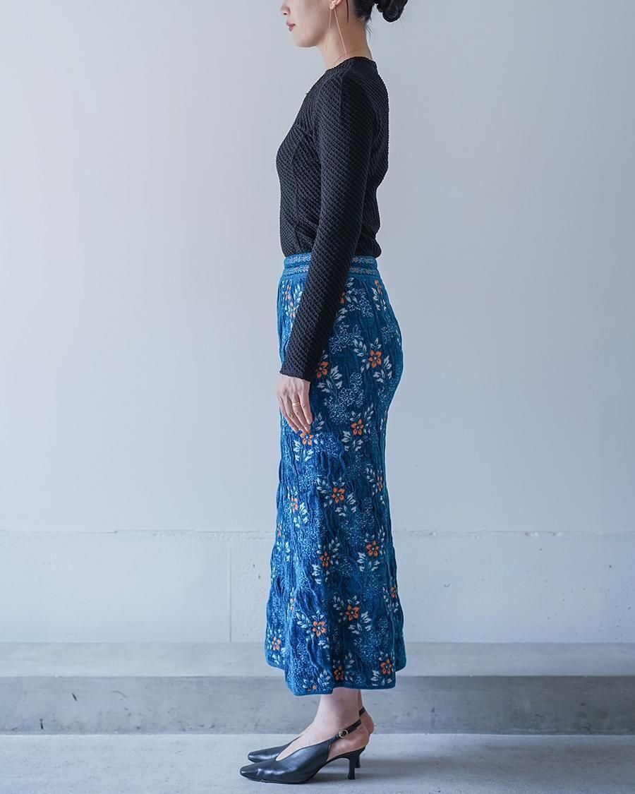 mame kurogouchi 2019ss ニットスカート Mame Kurogouchi マメクロゴウチ フローラルモチーフシェニール
