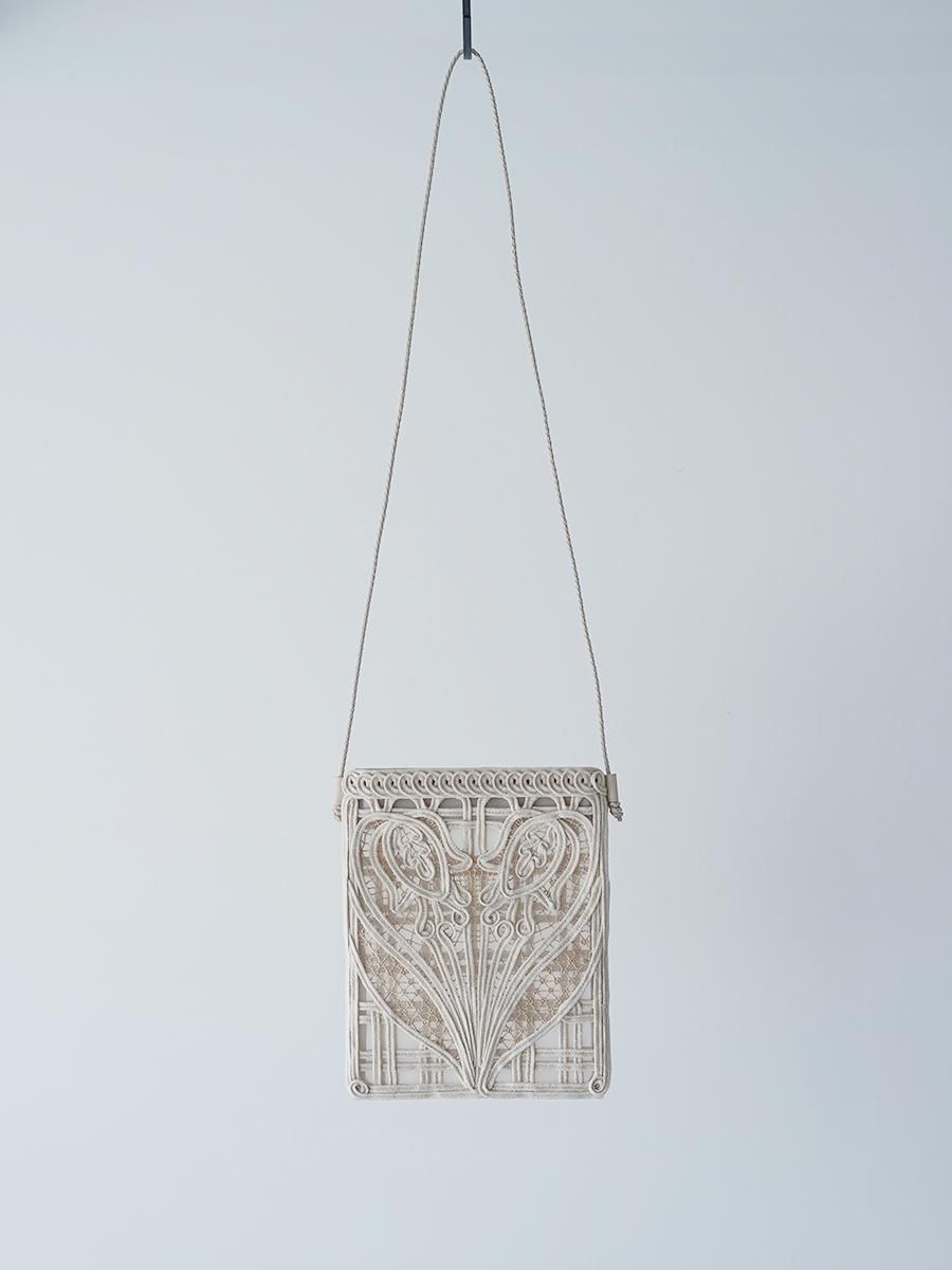 MameKurogouchi Cording Embroidery Pouch With Leather Strap