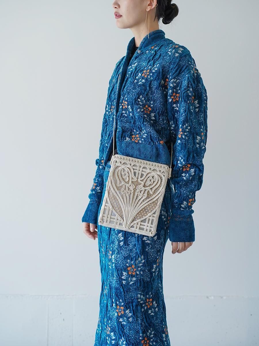 MameKurogouchi Cording Embroidery Pouch With Leather Strap