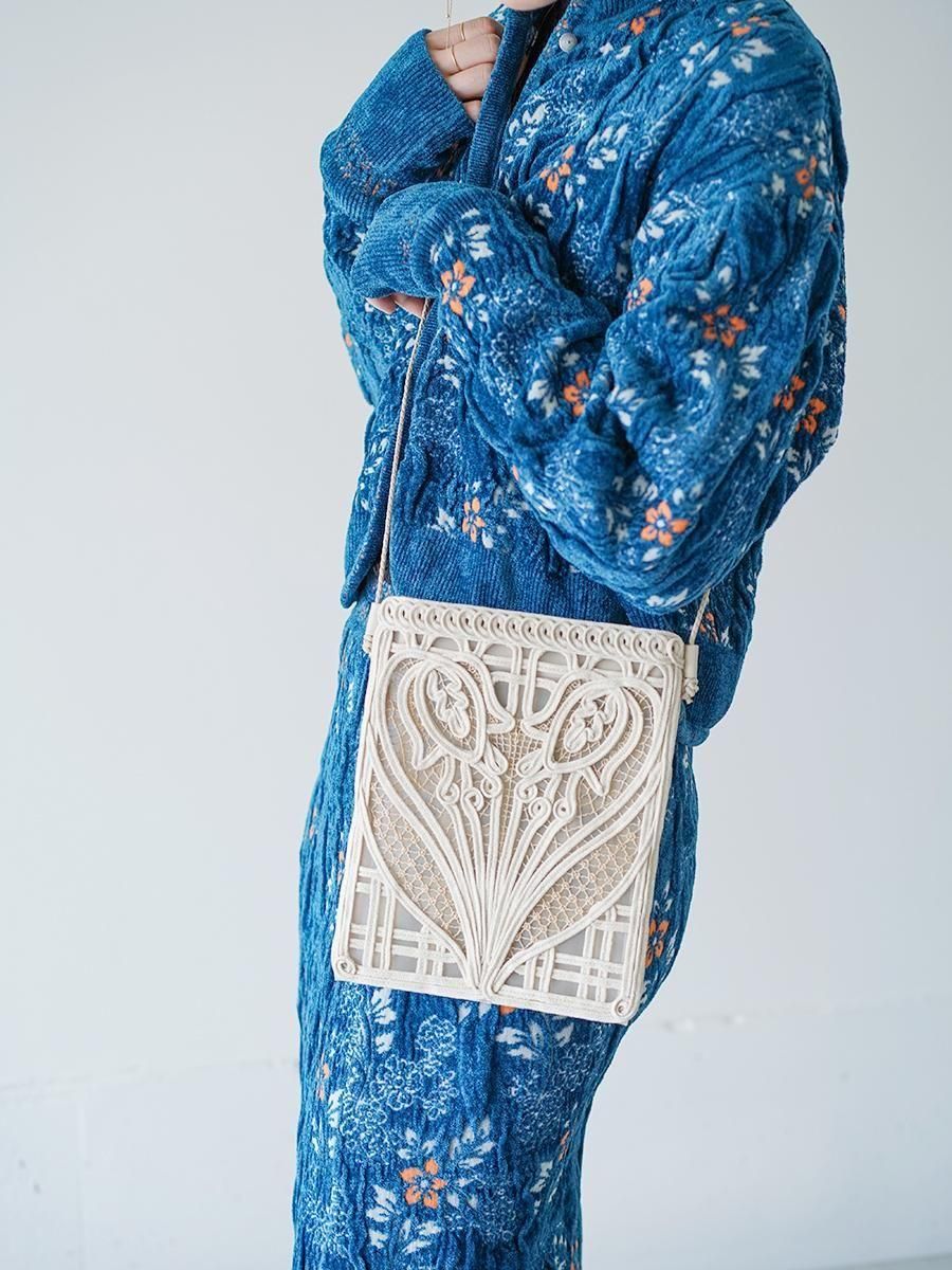 MameKurogouchi Cording Embroidery Pouch With Leather Strap