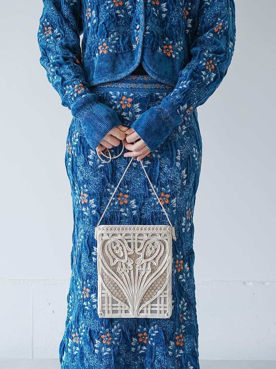 MameKurogouchi Cording Embroidery Pouch With Leather Strap