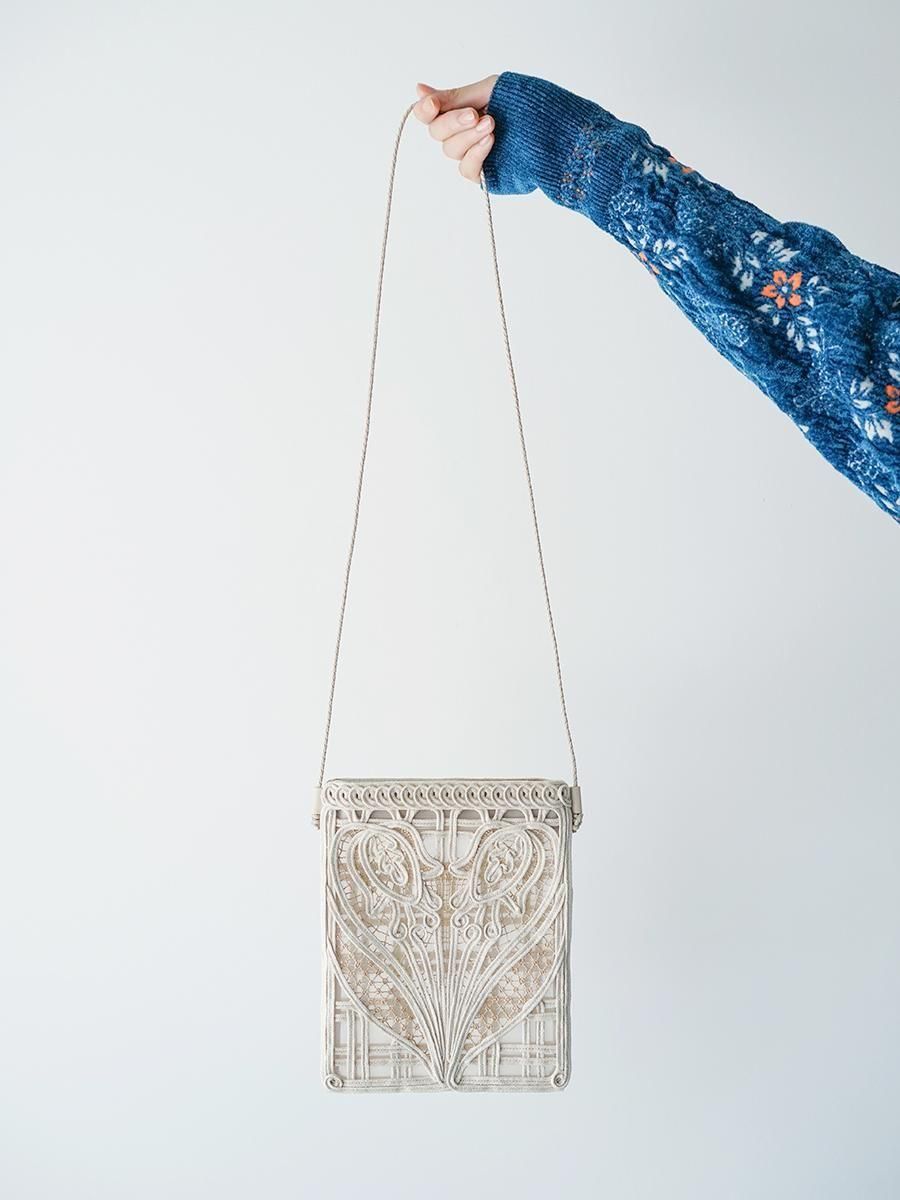 MameKurogouchi Cording Embroidery Pouch With Leather Strap