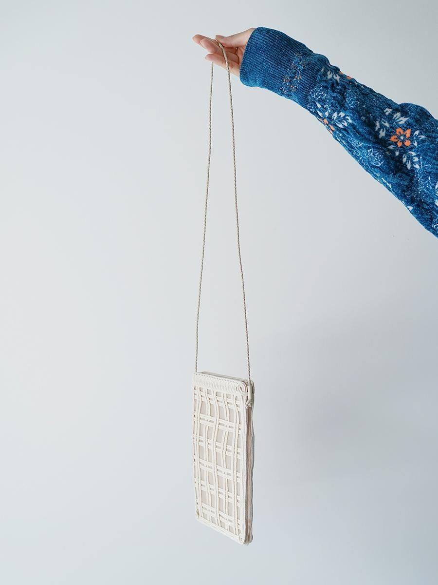 MameKurogouchi Cording Embroidery Pouch With Leather Strap