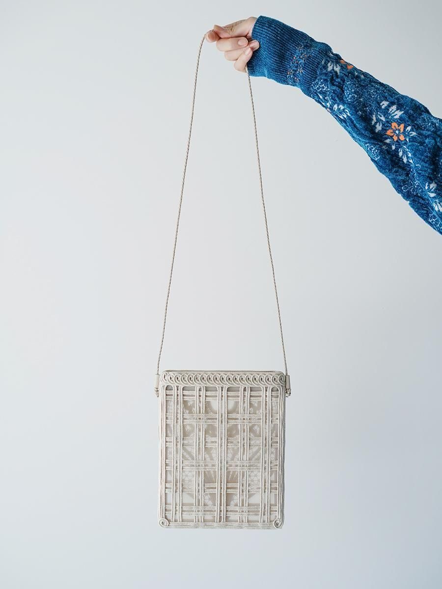 MameKurogouchi Cording Embroidery Pouch With Leather Strap