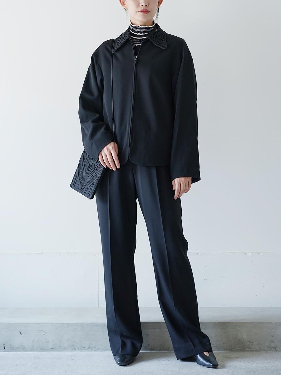 MameKurogouchi Cording Embroidery Pouch With Leather Strap