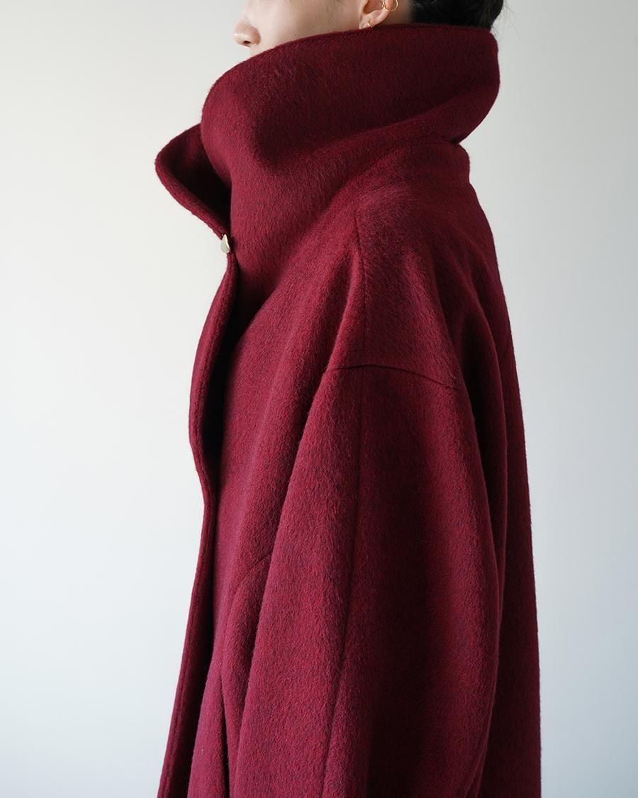 Mame Kurogouchi Wool Arupaka Shawl Collar Short Cort