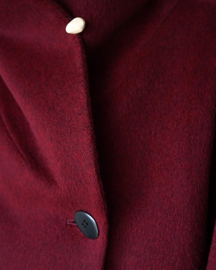 Mame Kurogouchi Wool Arupaka Shawl Collar Short Cort