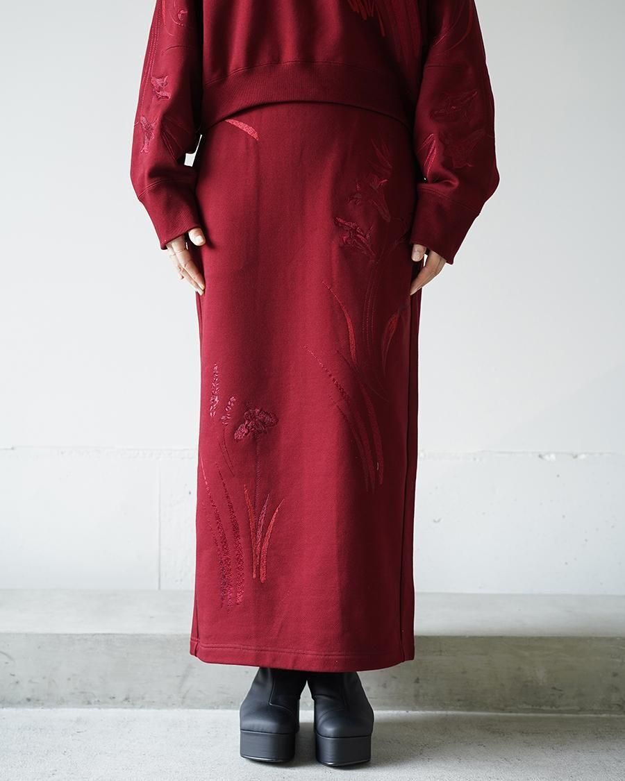 Mame Kurogouchi Floral Motif Embroidered Sweater Skirt