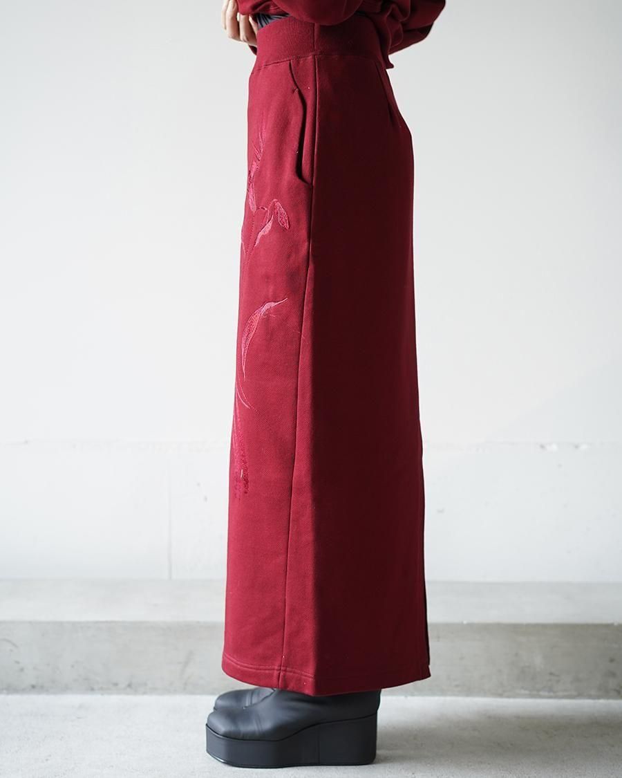 Mame Kurogouchi Floral Motif Embroidered Sweater Skirt