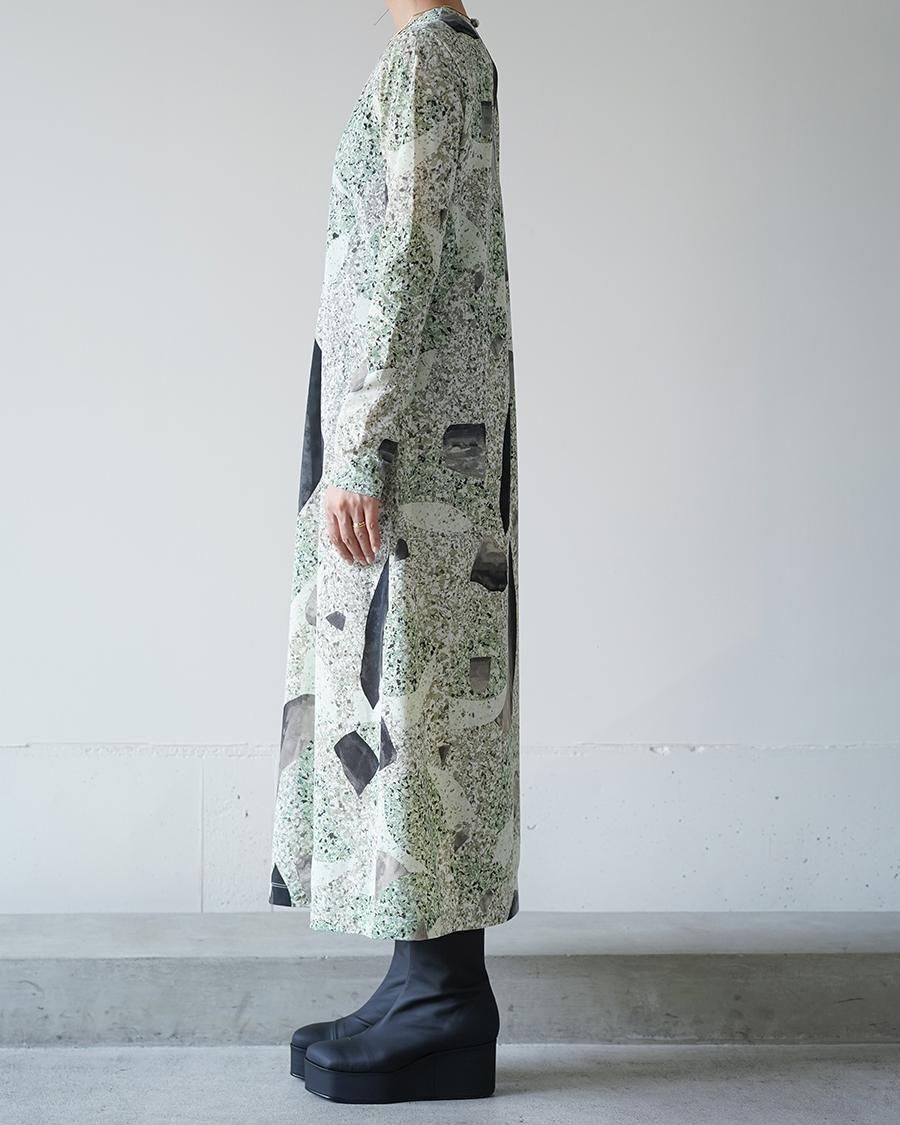 Mame Kurogouchi Marble Print Jersey Dress
