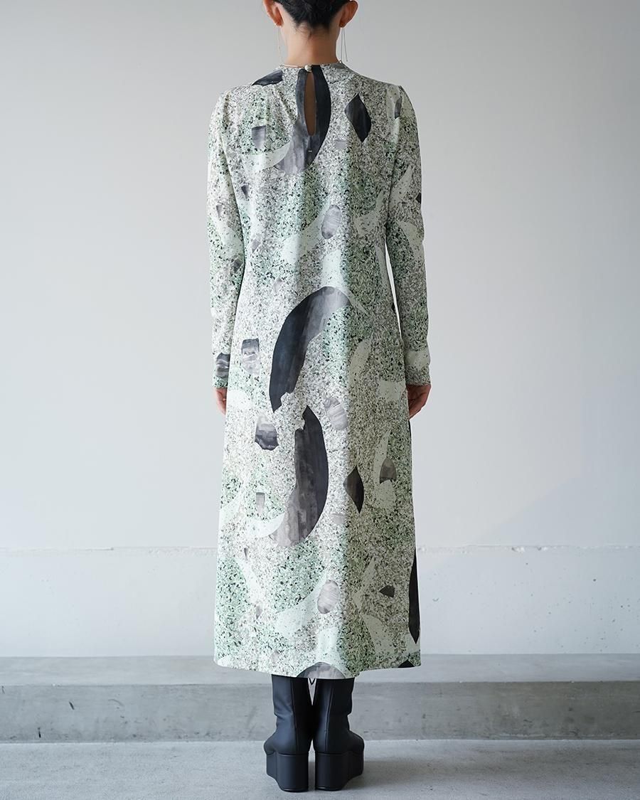 Mame Kurogouchi Marble Print Jersey Dress