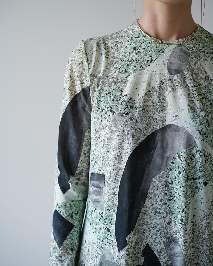 Mame Kurogouchi Marble Print Jersey Dress