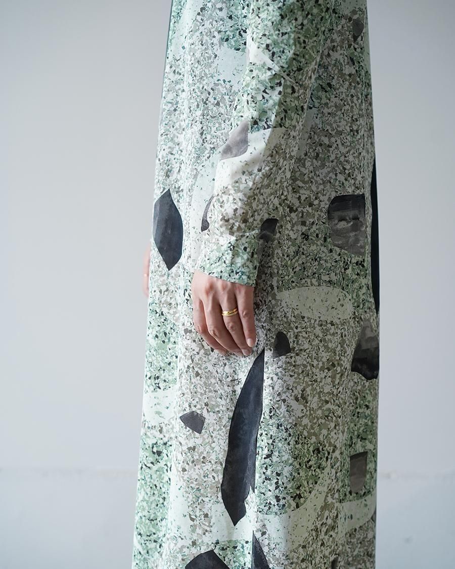 Mame Kurogouchi Marble Print Jersey Dress