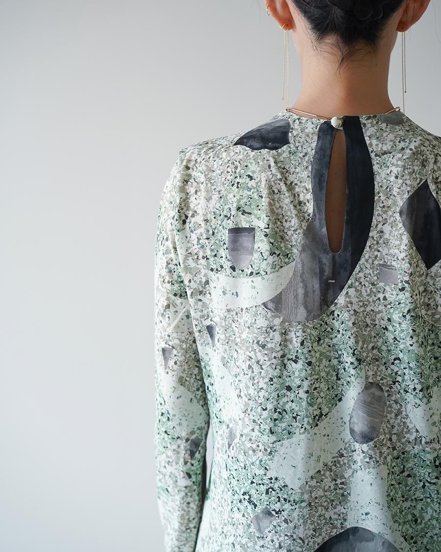 Mame Kurogouchi Marble Print Jersey Dress