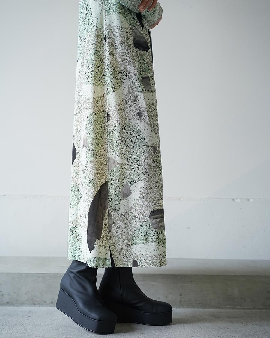 Mame Kurogouchi Marble Print Jersey Dress