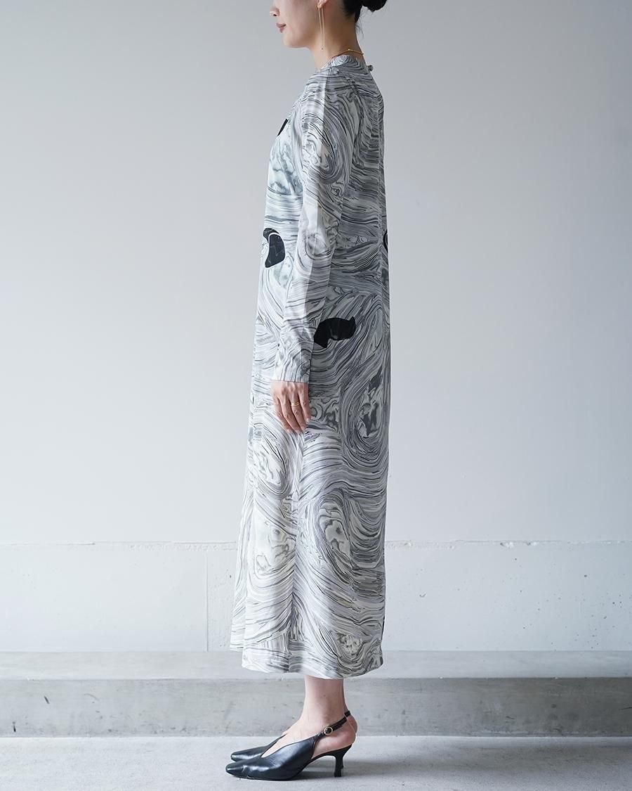 Mame Kurogouchi Marble Print Jersey Dress