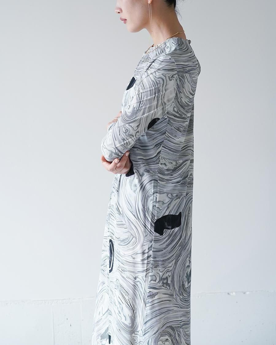 Mame Kurogouchi Marble Print Jersey Dress