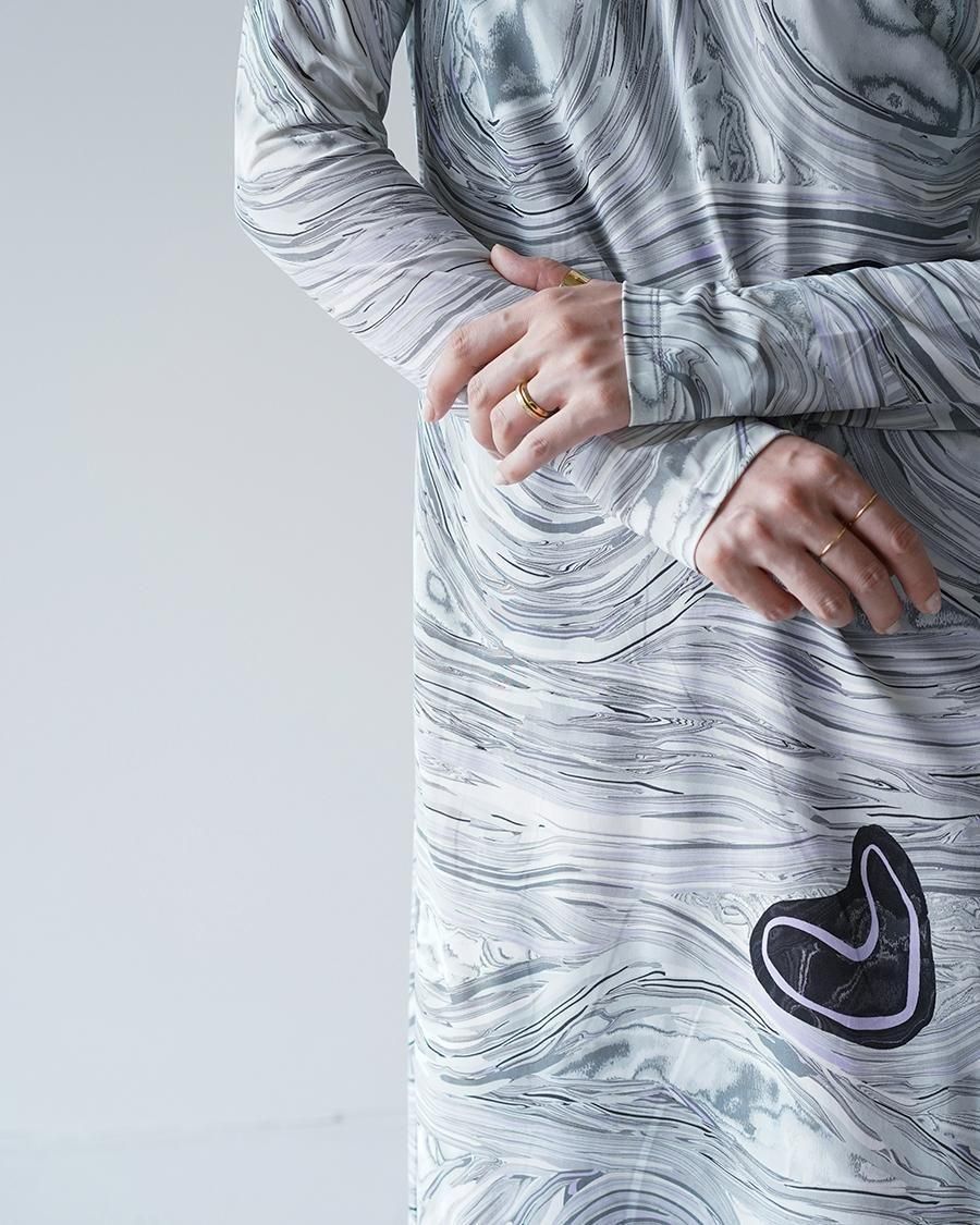 Mame Kurogouchi Marble Print Jersey Dress