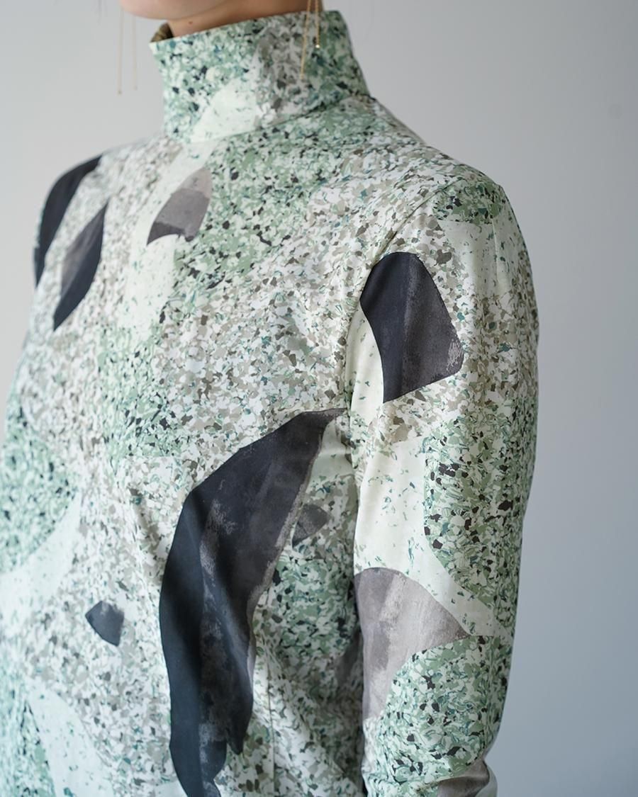 Mame Kurogouchi Marble Print Jersey High Neck Top