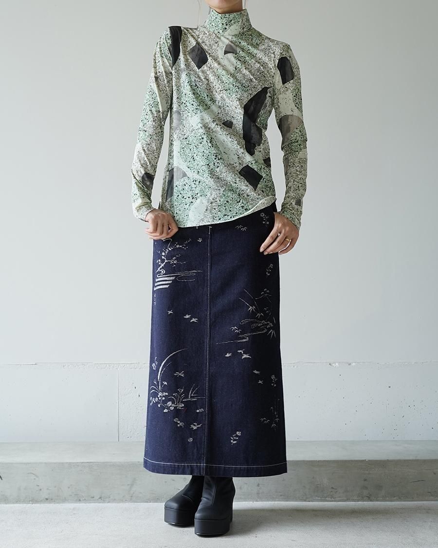 Mame Kurogouchi Marble Print Jersey High Neck Top