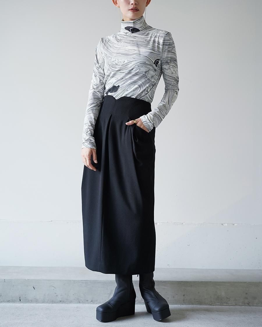 Mame Kurogouchi Marble Print Jersey High Neck Top - Altamira