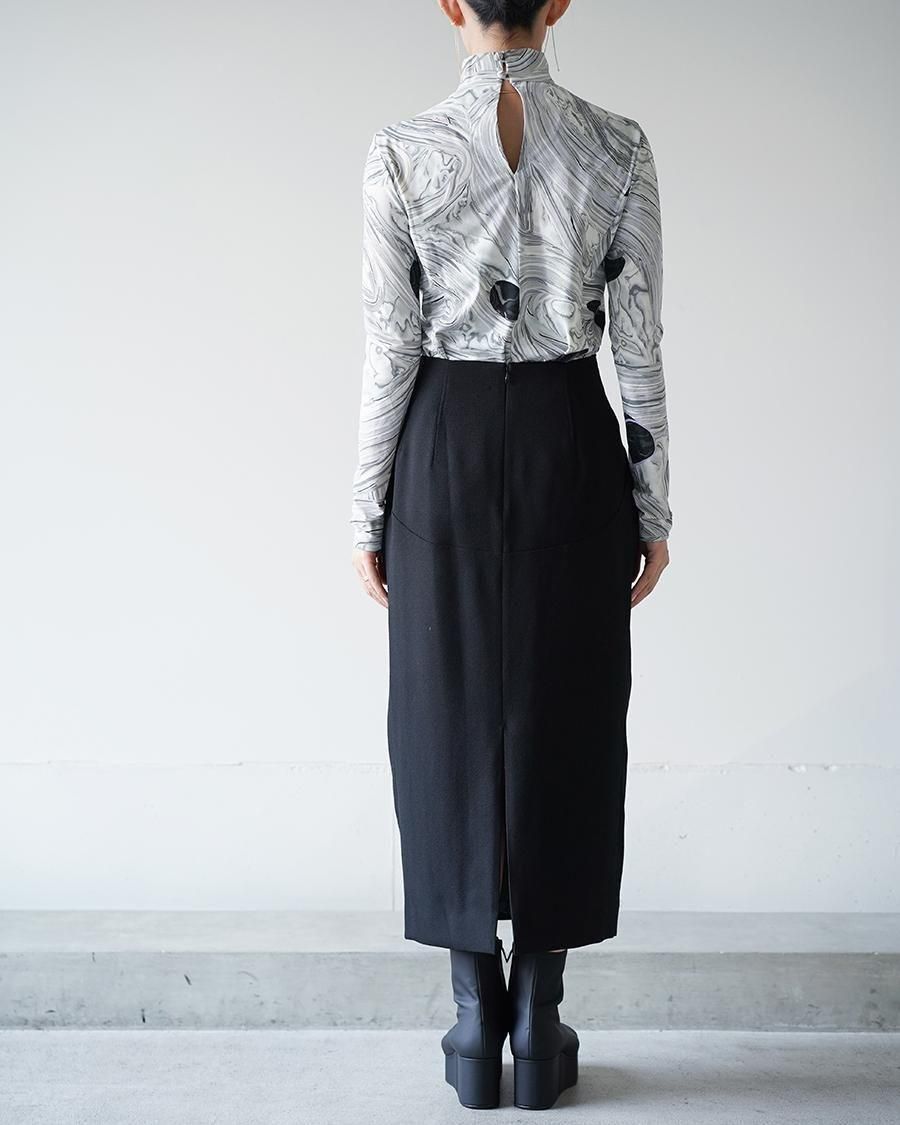 Mame Kurogouchi Marble Print Jersey High Neck Top - Altamira