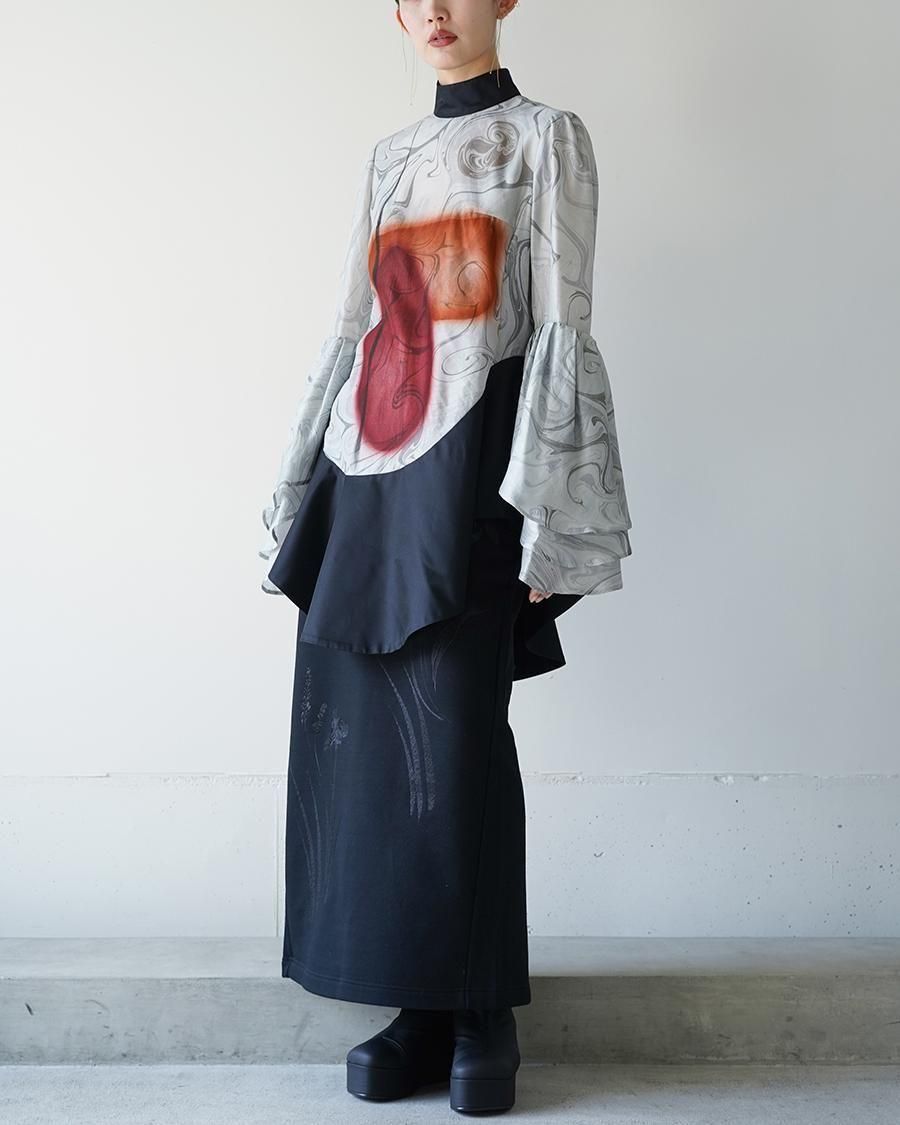 Mame Kurogouchi Silk Wool Marbling Tunic