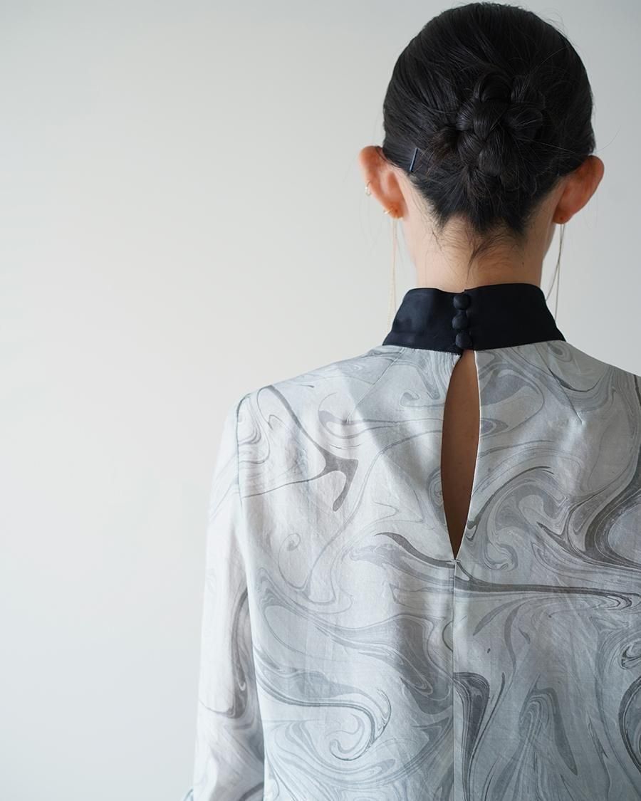 Mame Kurogouchi Silk Wool Marbling Tunic