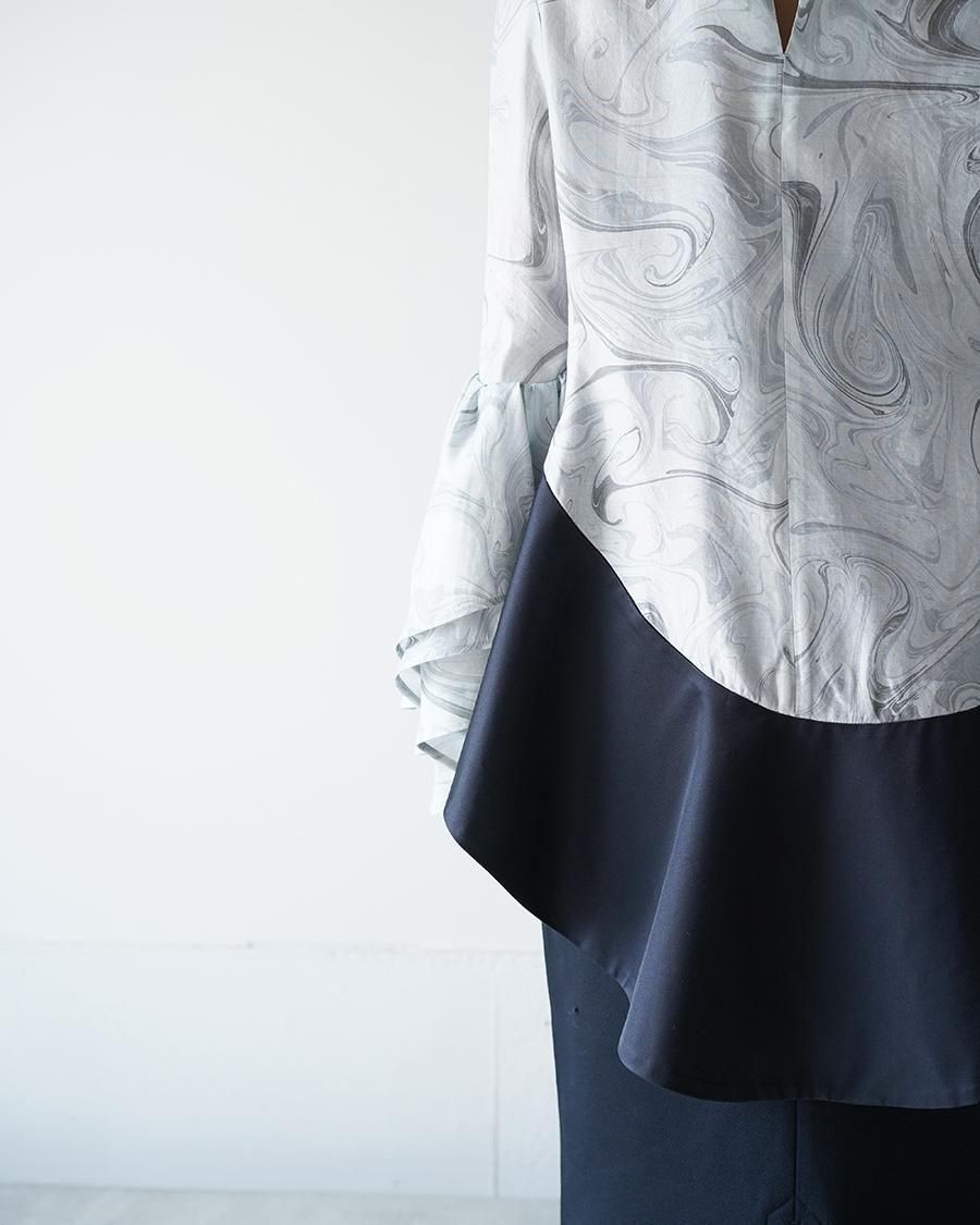 Mame Kurogouchi Silk Wool Marbling Tunic