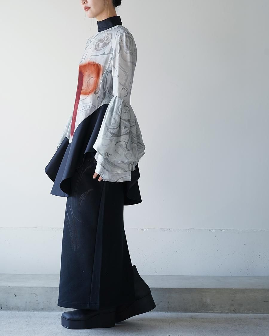 Mame Kurogouchi Silk Wool Marbling Tunic