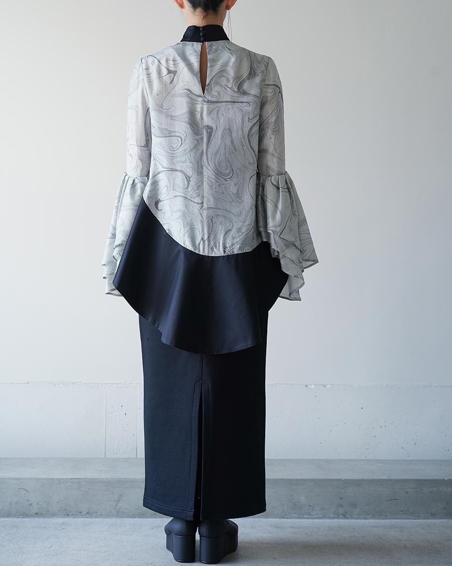 Mame Kurogouchi Silk Wool Marbling Tunic