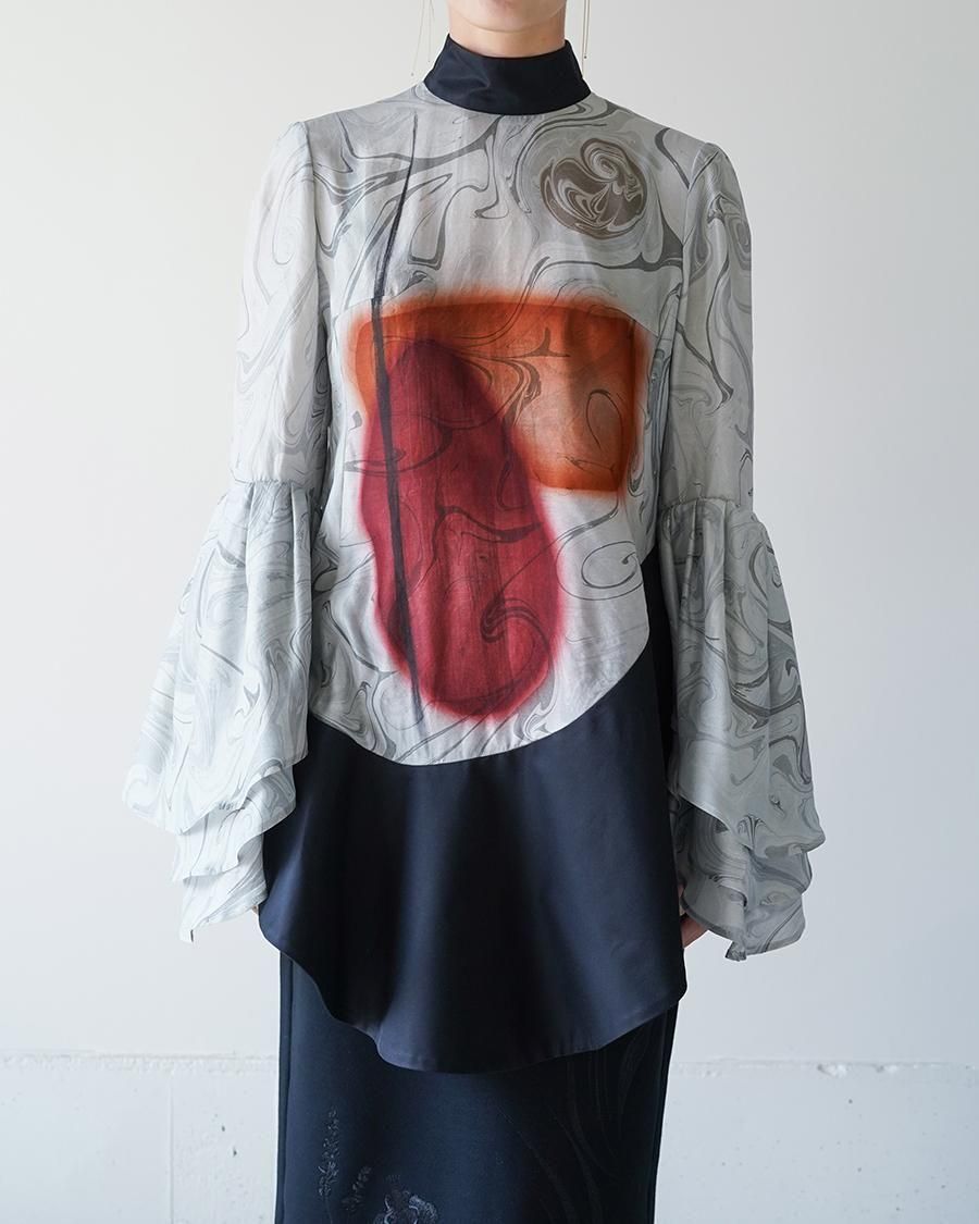 Mame Kurogouchi Silk Wool Marbling Tunic