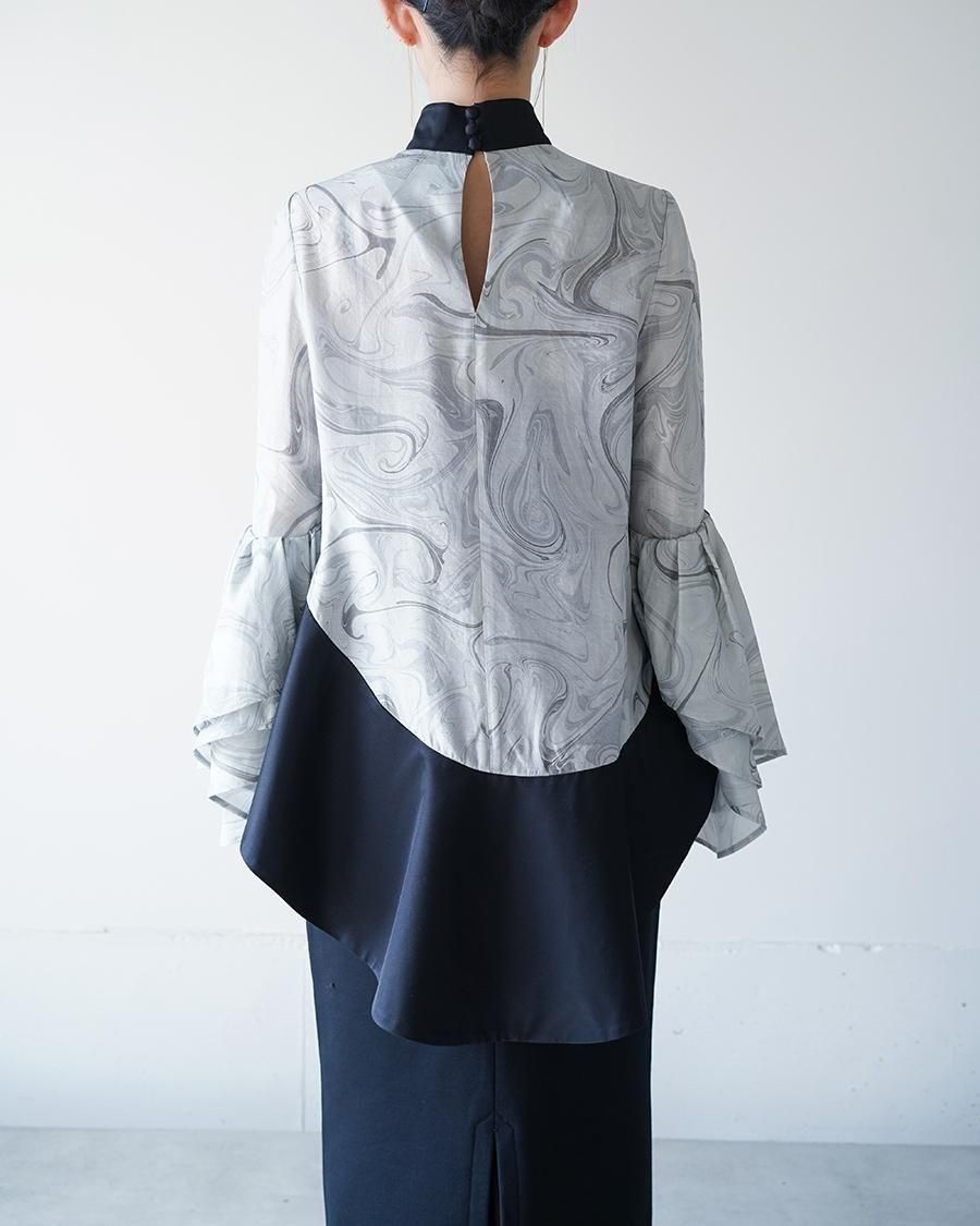 Mame Kurogouchi Silk Wool Marbling Tunic