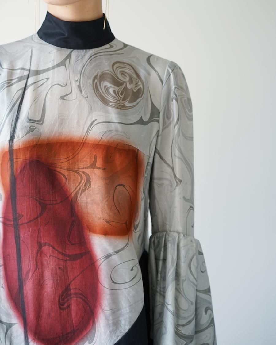 Mame Kurogouchi Silk Wool Marbling Tunic