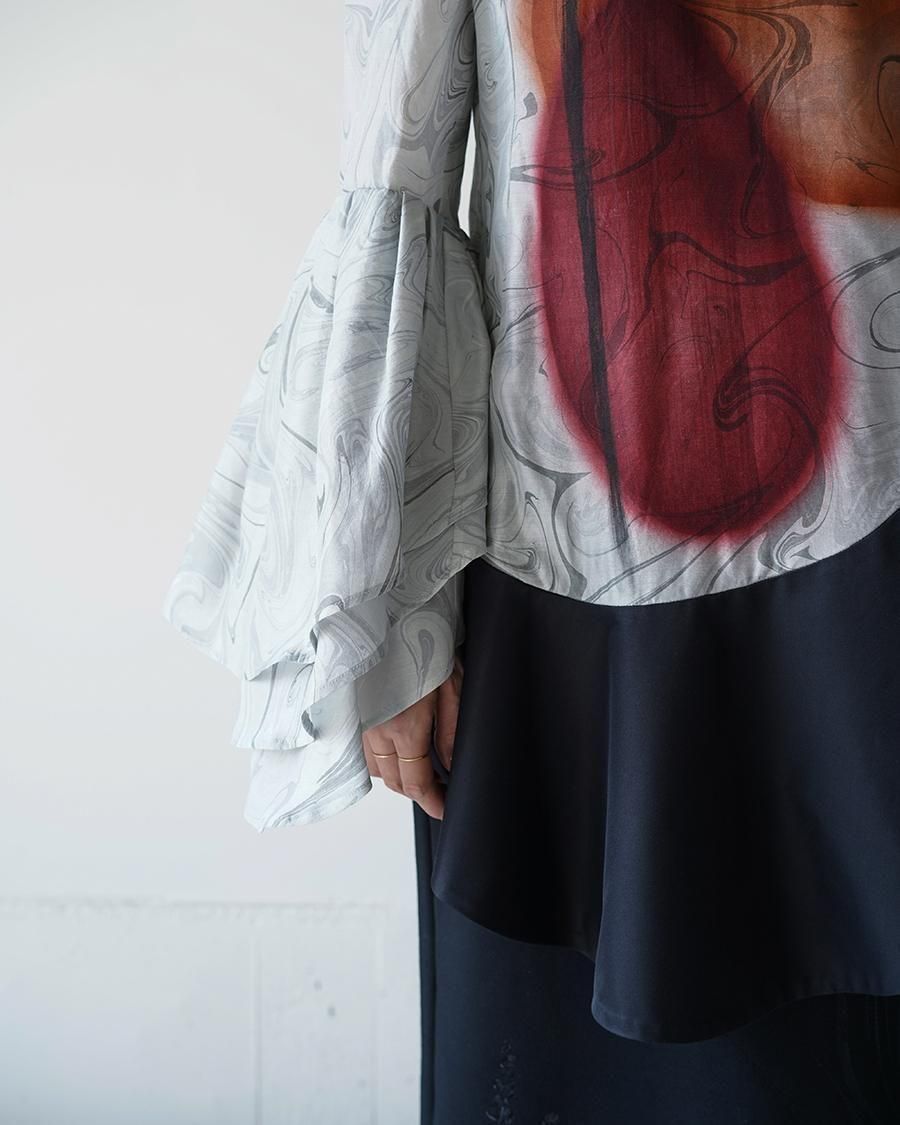 Mame Kurogouchi Silk Wool Marbling Tunic