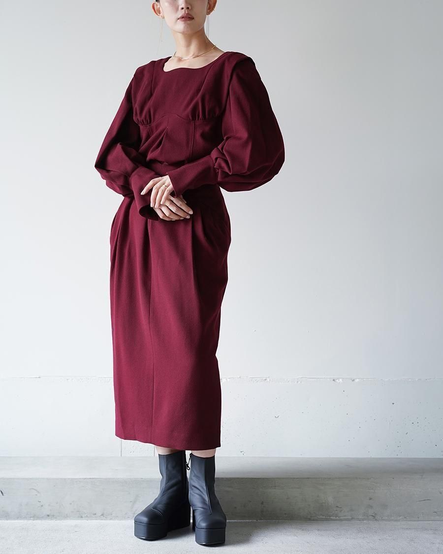 Mame Kurogouchi Wool Georgette High Waisted Skirt