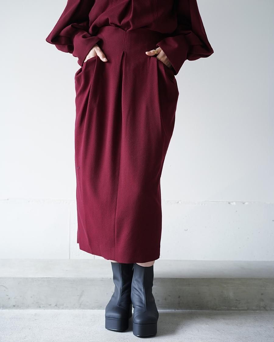 Mame Kurogouchi Wool Georgette High Waisted Skirt