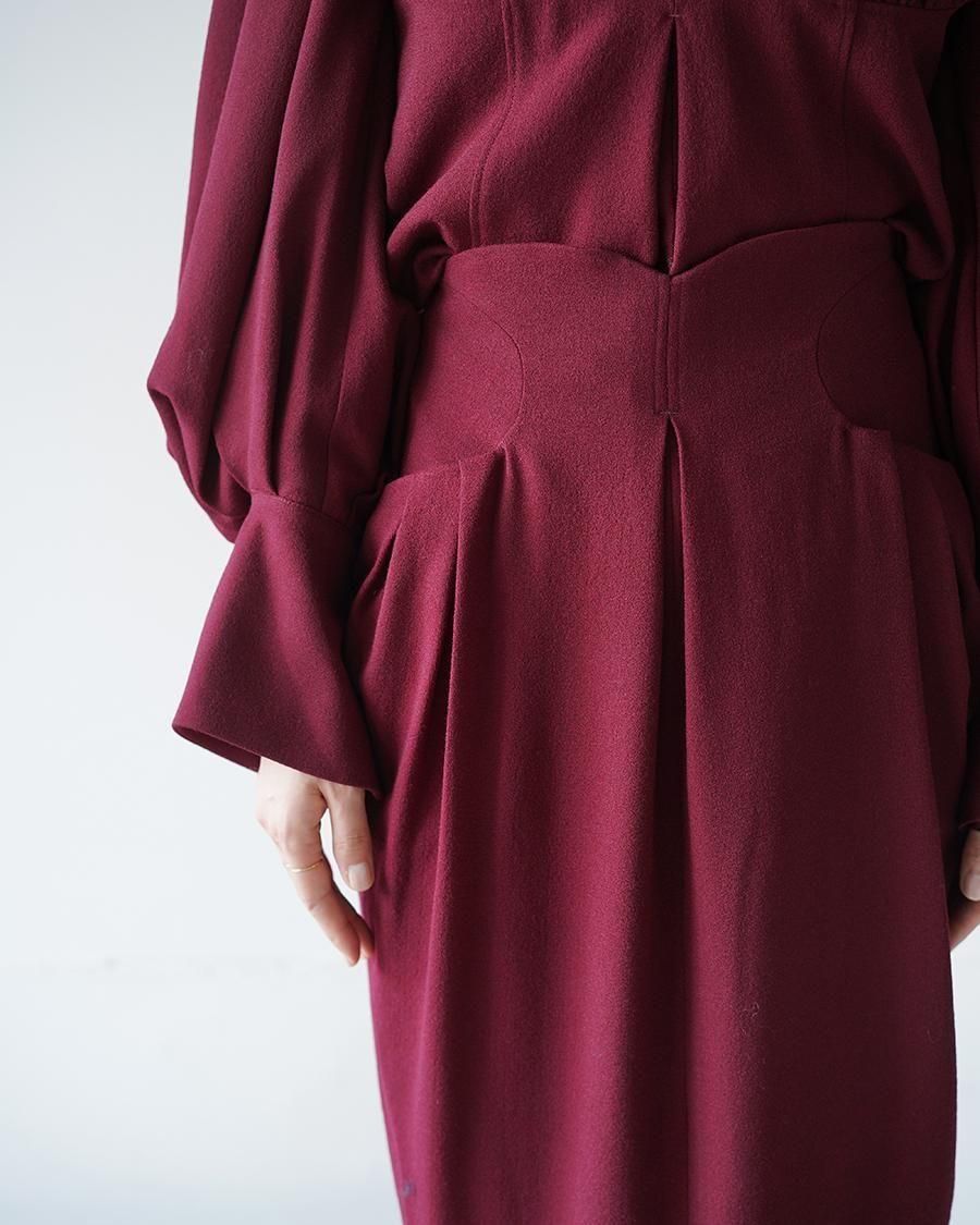 Mame Kurogouchi Wool Georgette High Waisted Skirt