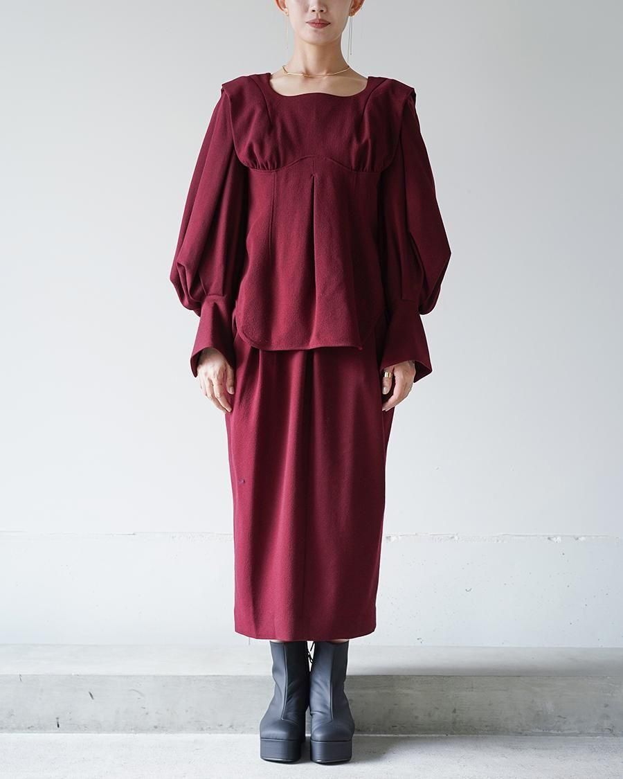 Mame Kurogouchi Wool Georgette High Waisted Skirt