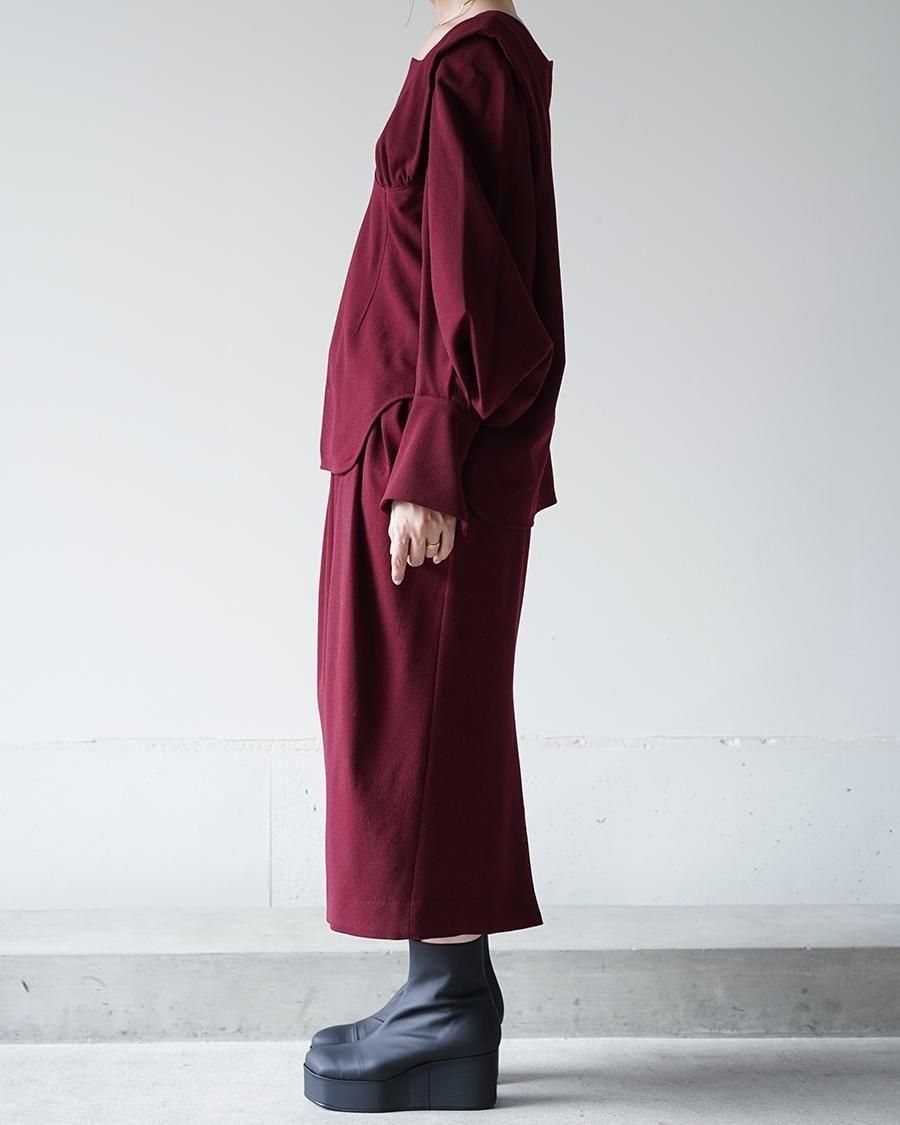 Mame Kurogouchi Wool Georgette High Waisted Skirt