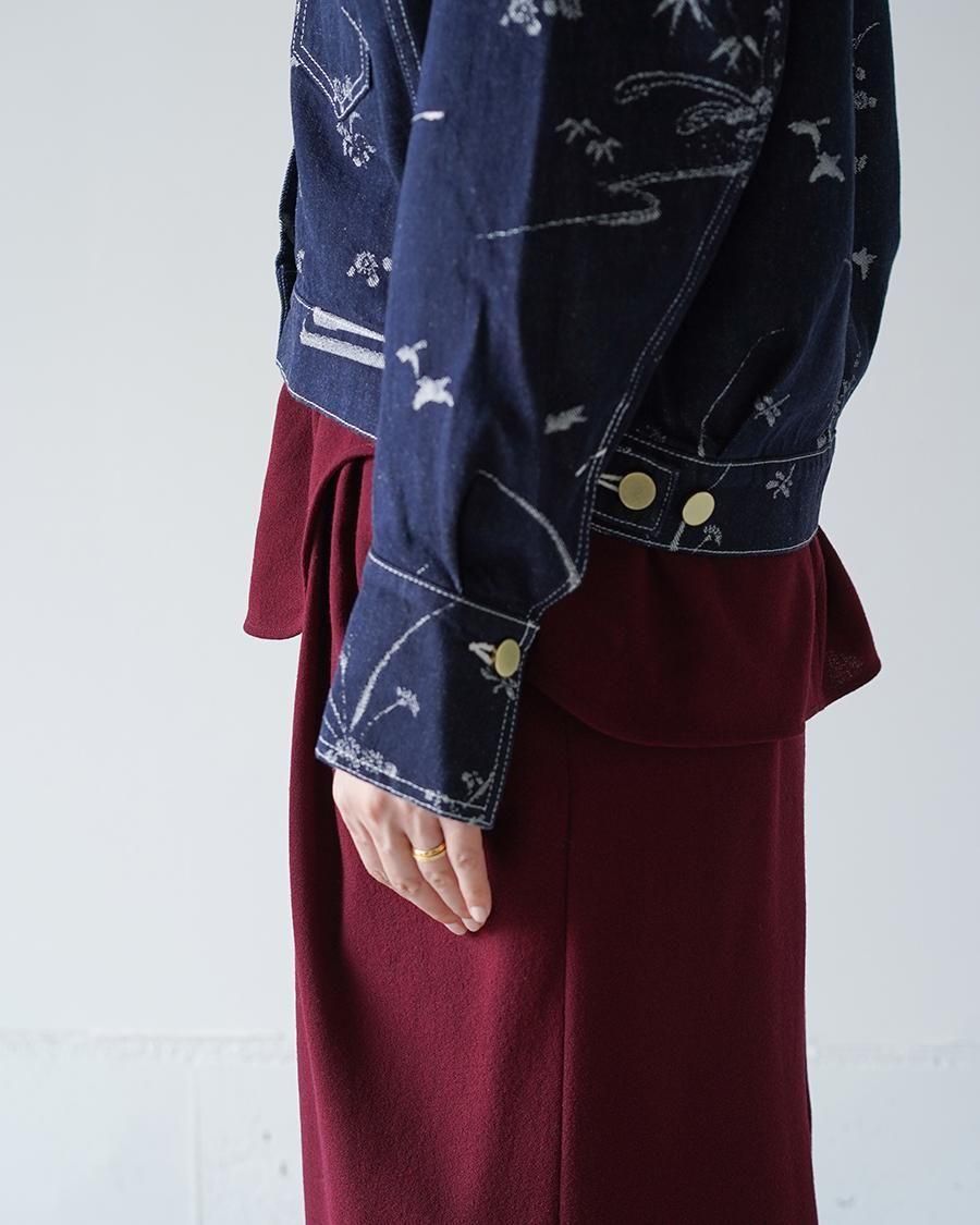 Mame Kurogouchi Nature Pattern Jacquard Short Denim Jacket