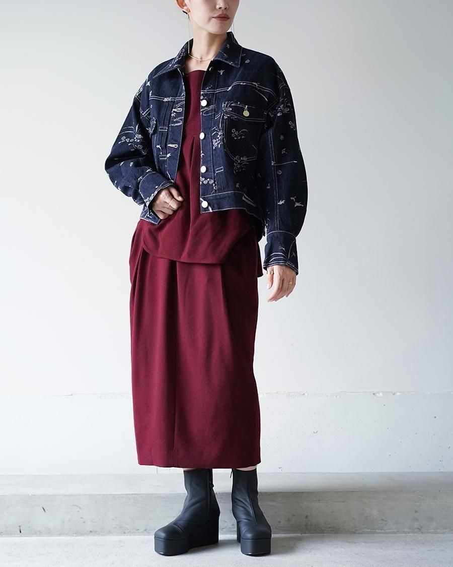 Mame Kurogouchi Nature Pattern Jacquard Short Denim Jacket