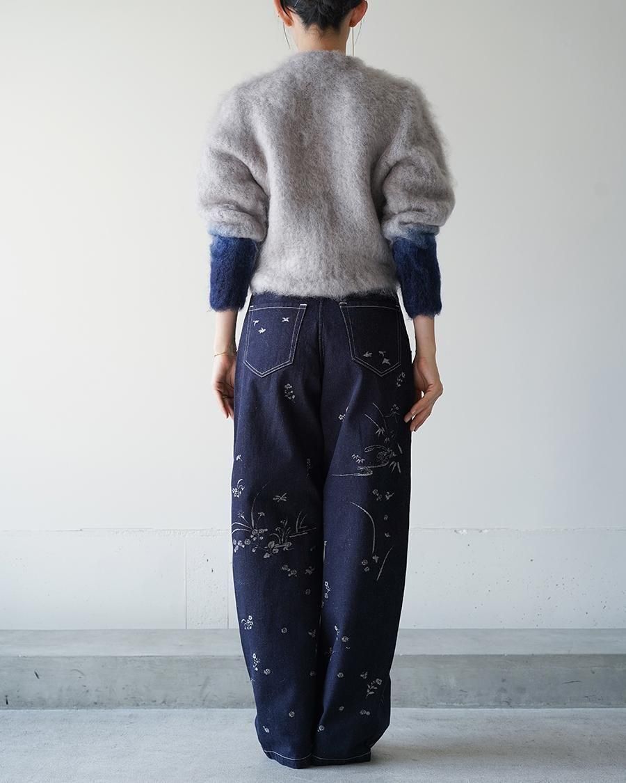 Mame Kurogouchi Nature Pattern Jacquard Wide Leg Jeans
