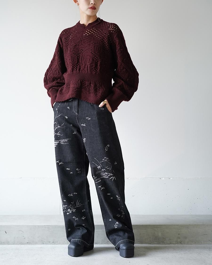 Mame Kurogouchi Multi Pattern Low Gauge Knitted Top