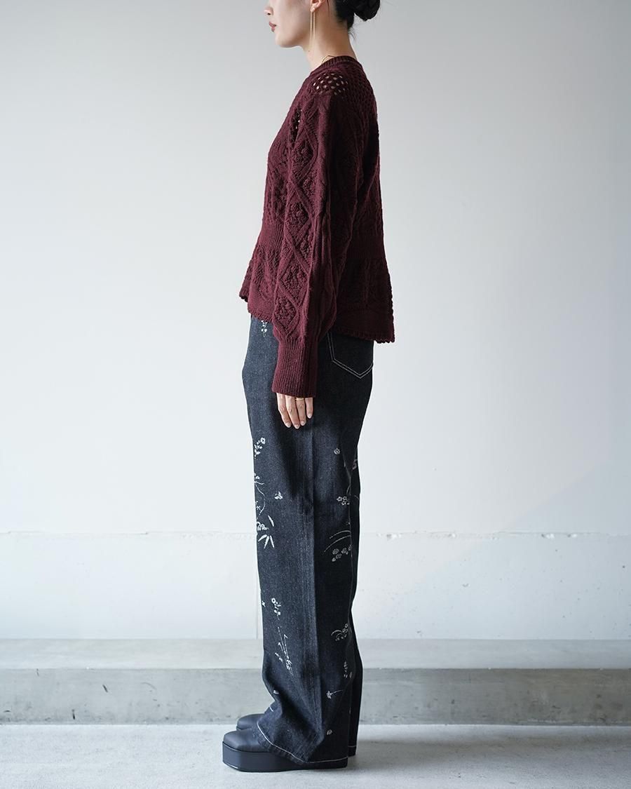 Mame Kurogouchi Multi Pattern Low Gauge Knitted Top